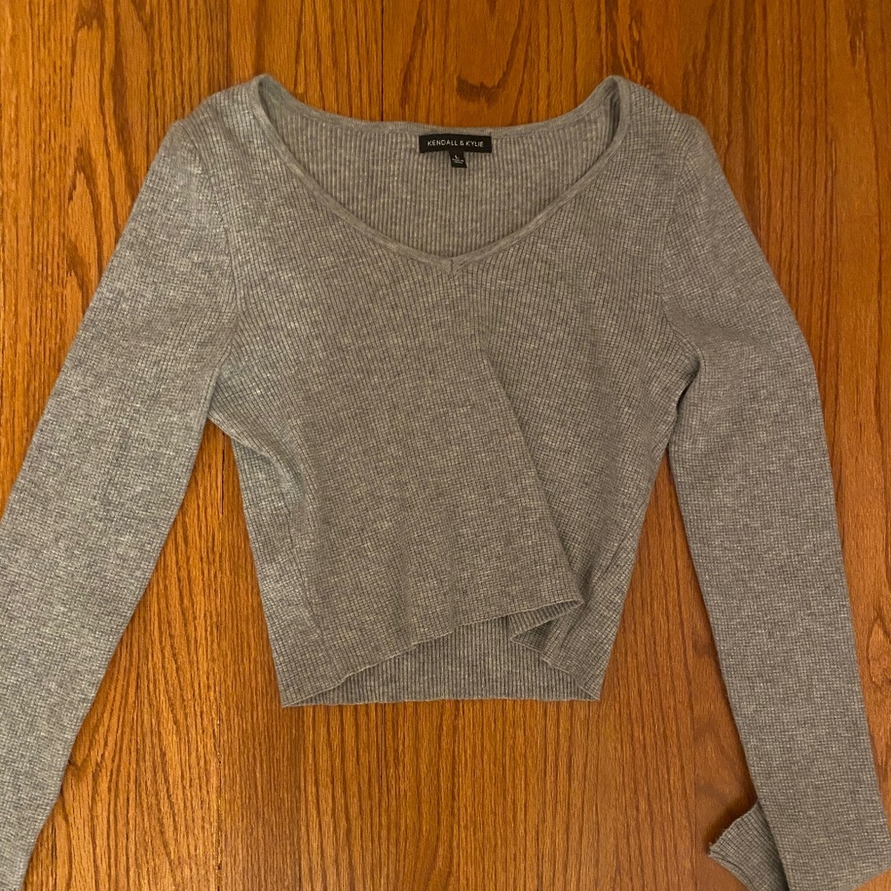 Grey Cropped Kendall & Kylie Sweater